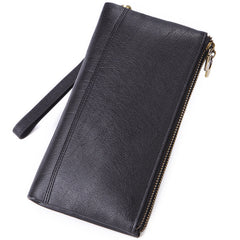 Fashion Black Leather Men's Bifold Long Wallet Brown Wristlet Wallet Clutch Wallet For Men - iwalletsmen