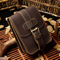 Small Leather Belt Pouch Mens Holsters Belt Cases Cell Phone Waist Pouch for Men - iwalletsmen