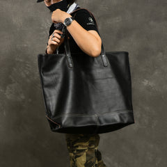 Mens black leather tote hotsell