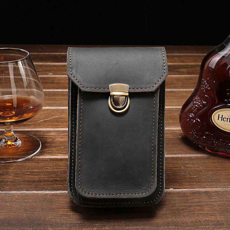 Leather Mens Cigarette Cases with Belt Loop Cell Phone Holster Belt Pouch for Men - iwalletsmen