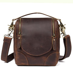Dark Brown Leather Mens Small SLR Camera Bag Shoulder Bag Messenger Bag For Men - iwalletsmen