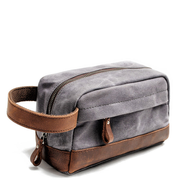 Cool Canvas Leather Mens Clutch Bag Handbag Storage Bag Wash Bag For Men - iwalletsmen