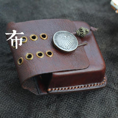 Handmade Coffee Leather Mens Cool Zippo Cigarette Case with Lighter Holder Belt Loop for Men - iwalletsmen