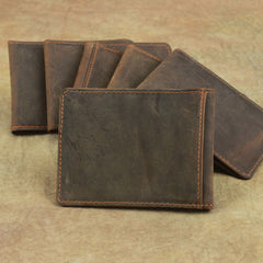Cool Dark Brown Leather Mens Small Bifold Wallet billfold Wallet License Wallet for Men - iwalletsmen