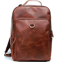 Cool Camel Leather Mens Travel Black Backpack Work 14 inches Brown Work Backpack For Men - iwalletsmen