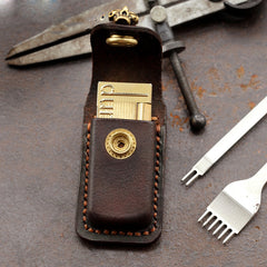 Skull Handmade Leather Mens Dunhill Lighter Case With Belt Loop Cool Dunhill Lighter Holders For Men - iwalletsmen