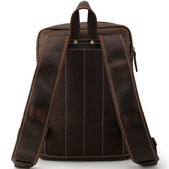 Cool Leather Dark Brown Mens Laptop Backpacks Vintage School Backpack Backpack Bag for Men - iwalletsmen