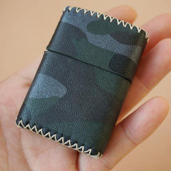 Cool Handmade Black Leather Mens Classic Zippo Lighter Case Standard Zippo Lighter Holder for Men - iwalletsmen