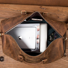 Cool Brown Mens Leather 15 inches Weekender Bag Travel Shoulder Bags Duffle  Luggae Bag for Men - iwalletsmen