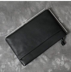 Black Leather Mens Business Clutch Bag Mini Tablet Clutch Wallet For Men - iwalletsmen