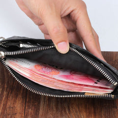 Handmade Leather Mens Cool Long Leather Wallet Detachable Clutch Wallet for Men