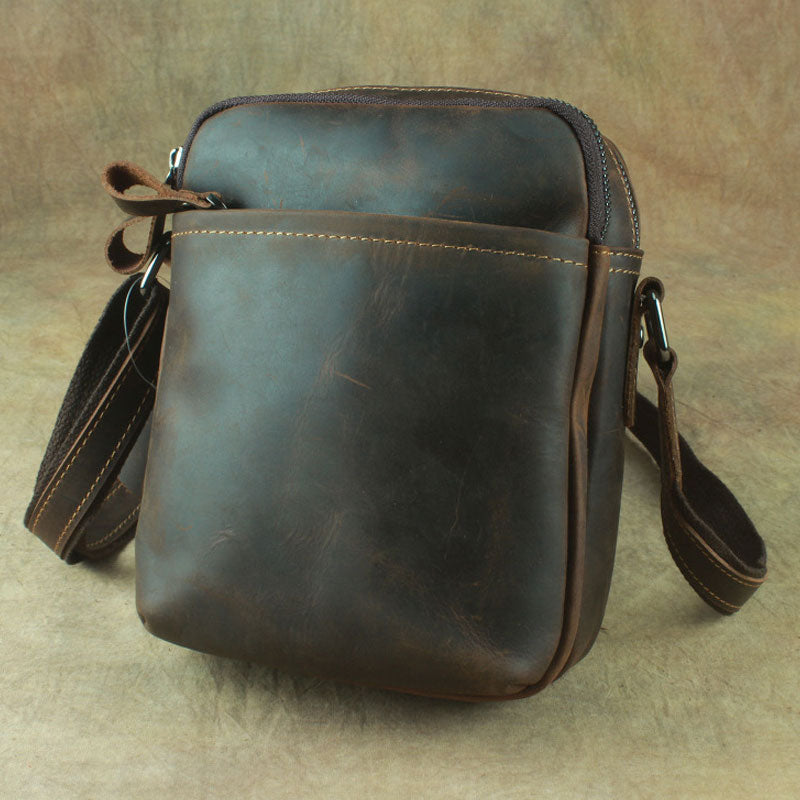 Cool Leather Mens Small Messenger Bag Tablet Side Bag Shoulder Bags For Men - iwalletsmen