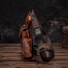 Cool Brown Leather Men's Waist Bag Phone Holster Shoulder Bag Mini Side Bag Belt Pouch For Men - iwalletsmen