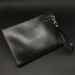 Handmade Black Tooled Double Carp Leather Messenger Bags Side Bag Clutch Wristlet Bag For Men - iwalletsmen