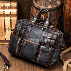 Black Cool Leather Mens Weekender Bag Shoulder Travel Briefcase Duffle Bag Light Brown luggage Bag for Men - iwalletsmen