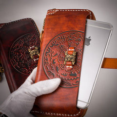 Handmade Leather Mens Chain Biker Wallet Cool Leather Wallet Long Phone Wallets for Men - iwalletsmen