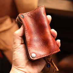 Cool Black Leather Mens billfold Key Wallet Bifold Brown Small Key Wallet Key Holder For Men - iwalletsmen