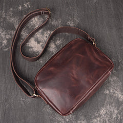 Cool Brown Leather Men's Small Shoulder Bag Messenger Bag Side Bag For Men - iwalletsmen