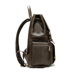 Fashion Leather Men's School Backpack 14inch Computer Backpack Satchel Backpack For Men - iwalletsmen