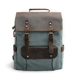 Cool Canvas Leather Mens 15'' College Gray Computer Backpack Travel Backpack for Men - iwalletsmen