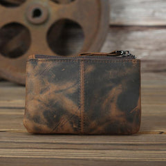 Vintage Small Slim Wallet Leather Men's Wallet Black Front Pocket Wallet Coin Holder Card Holder For Men - iwalletsmen