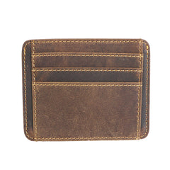 Vintage Brown Slim Leather Mens Card Wallet Small Card Holder Front Pocket Wallet For Men - iwalletsmen