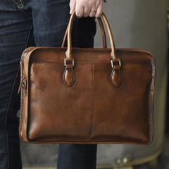 Genuine Leather Mens Cool Messenger Bag Briefcase Work Bag Business Bag for men