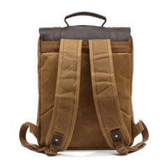 Mens Canvas Leather Backpack Canvas Travel Backpacks Canvas School Backpacks for Men - iwalletsmen