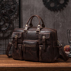 Vintage Leather Mens Travel Bag Cool Overnight Bag Work Handbag Business Bag for Men - iwalletsmen