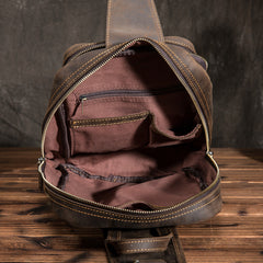 Cool MENS LEATHER CHEST BAGS SLING BAGs ONE SHOULDER BACKPACK FOR MEN - iwalletsmen