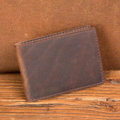 Brown Cool Leather Mens Card Holder Front Pocket Wallet Black License Wallet for Men - iwalletsmen