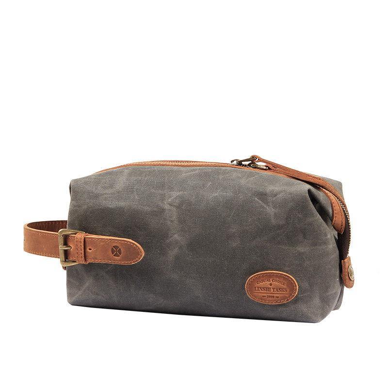 Men's Waxed Canvas Leather Clutch Purse