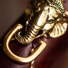 Handmade Leather Tooled Ganesh Mens Chain Biker Wallet Cool Leather Wallet Zipper Long Phone Wallets for Men