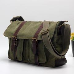 Canvas Mens Side Bag 15'' Black Large Courier Bag Postman Bag Messenger Bag for Men - iwalletsmen