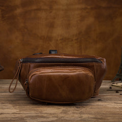 Vintage Brown Leather Men's Fanny Packs Hip Pack Waist Bag For Men - iwalletsmen