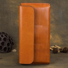 Cool Brown Leather Mens Long Wallet Clutch Wallet Retro Coffee  Clutch Wallet for Men - iwalletsmen