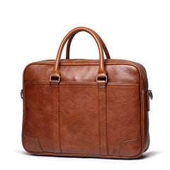 Vintage Brown Leather Men's Professional Briefcase 15‘’ Laptop Briefcase Work Handbag For Men - iwalletsmen