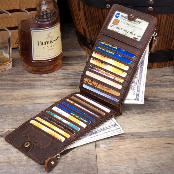 Cool Dark Brown Mens long Card Wallet Mutlicard Wallet Card Wallet Bifold Long Wallet for Men - iwalletsmen