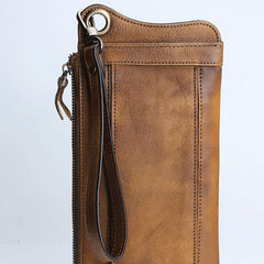 Handmade Mens Cool Long Leather Chain Wallet Cards Biker Trucker Wristlet Wallet - iwalletsmen