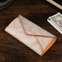 Handmade Leather Mens Gray Envelope Long Wallet Blue Long Wallet Clutch Bag For Men - iwalletsmen