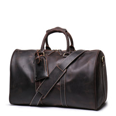 Cool Leather Mens 15-inch Brown Large Weekender Bag Black Vintage Travel Bag Duffle Bag for Men - iwalletsmen