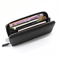 Black Mens Leather Zipper Long Wallet Phone Long Bifold Wallet for Men - iwalletsmen