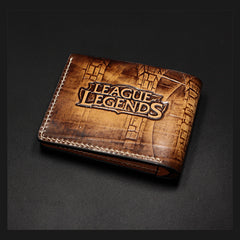 Handmade Leather Tooled League of Legends LOL Ezreal the Prodigal Explorer Mens billfold Wallet Cool Leather Wallet Slim Wallet for Men