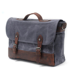 Mens Waxed Canvas Leather Messenger Bag Camera Side Bag Courier Bag for Men - iwalletsmen