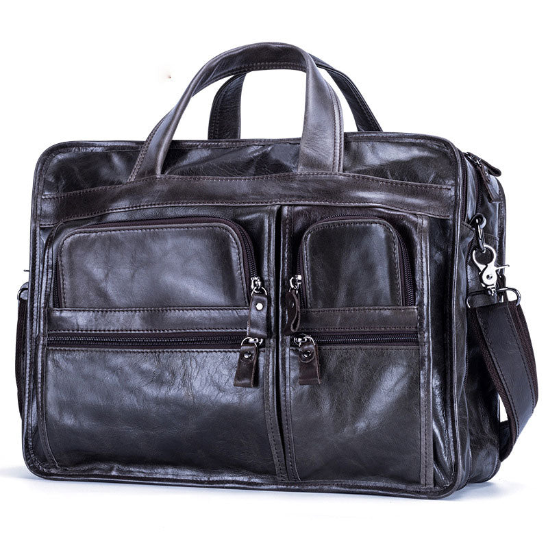 Leather Men Large Briefcase Handbag Travel Bag OverNight Bags For Men - iwalletsmen