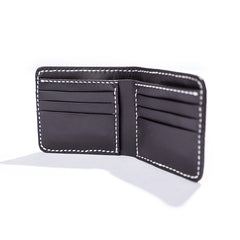 Black Handmade Leather Mens billfold Wallet Bifold Black Front Pocket Wallet Small Wallet For Men - iwalletsmen