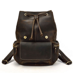 Cool Leather Black Coffee Mens Satchel Backpacks Travel Backpack 14inch Laptop Backpack for Men - iwalletsmen