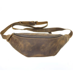 small belt bag​ Brown Cool Leather Mens Fanny Pack Hip Pack Bum Pack Waist Pack Bag For Men