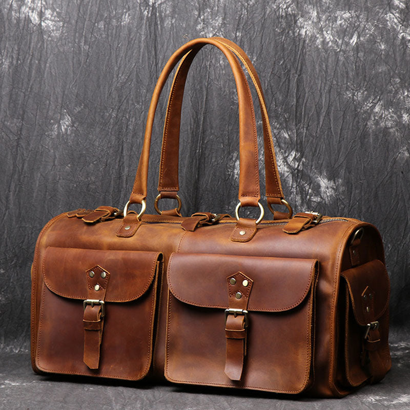 business travel bags for men Cool Leather Mens Travel Bag Overnight Bag Work Handbag Business Trave –  iwalletsmen