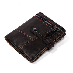 Cool Leather Mens Small Wallet billfold Brown Bifold Wallet Black Multi-card Front Pocket Wallet for Men - iwalletsmen